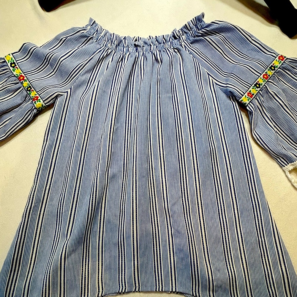 Cute Girls Blue and White Shirt
